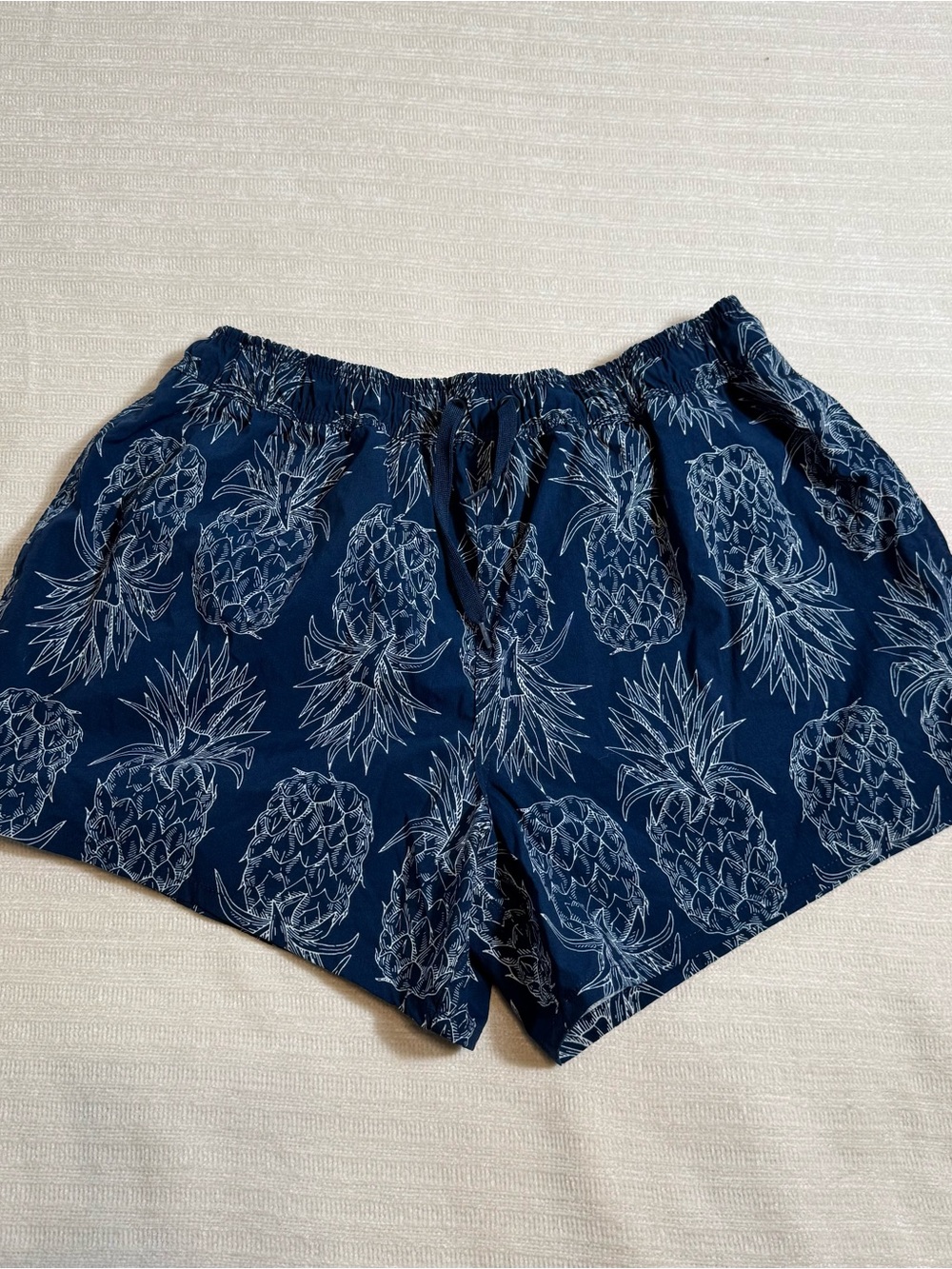 Lauren James Navy Pineapple-Print Athletic Shorts